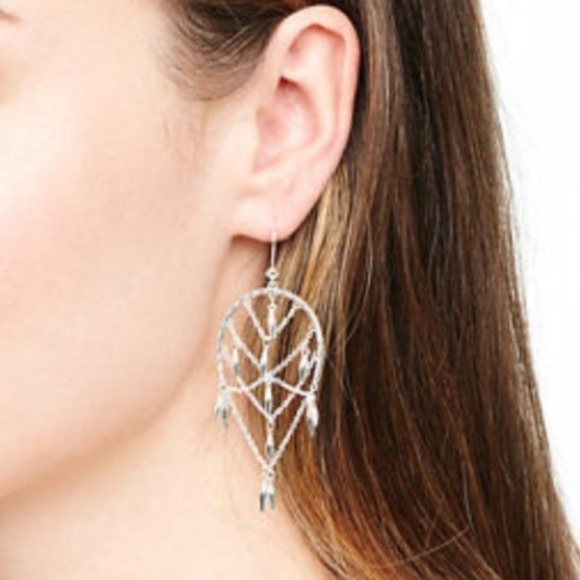 Stella & Dot | Shimmering Silver Helai Delicate Woven Web Chandelier Ear… - Picture 4 of 8